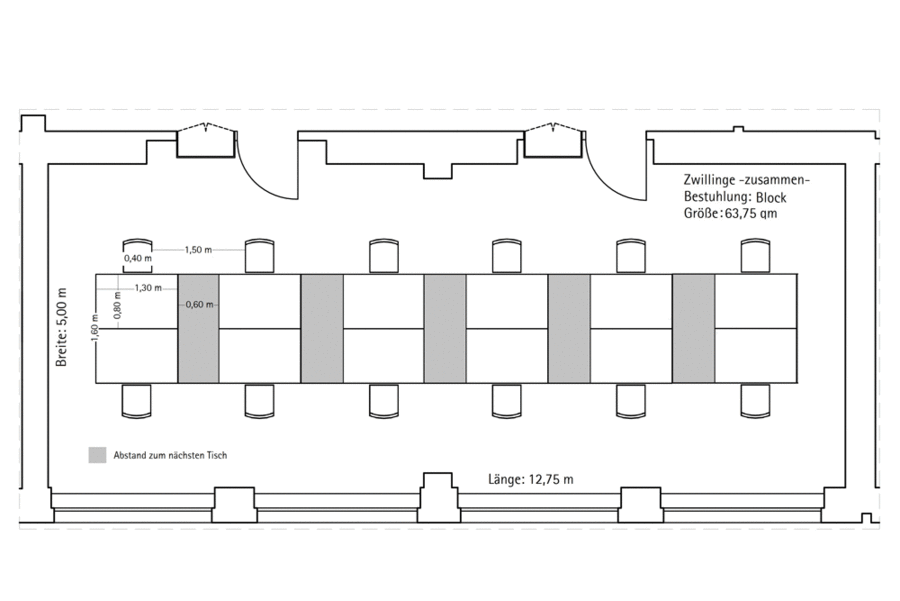 Bestuhlung Salon Spener und Salon Fliedner