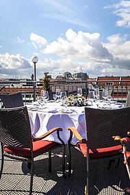 Dinner prepared by ALvis to go Eventcatering on the Roof Terrace of Hotel Allegra